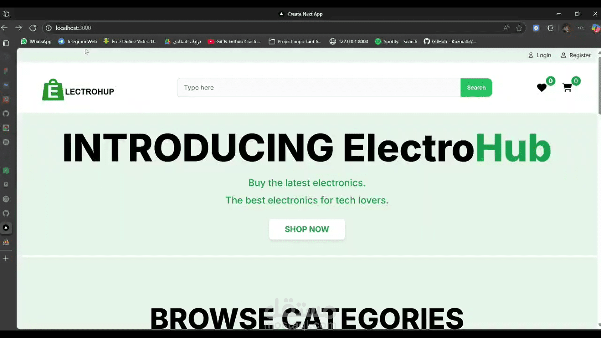 ElectroHub E-Commerce website