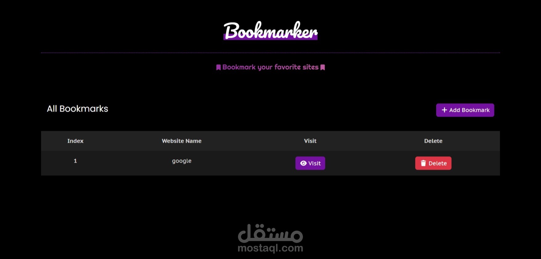 Responsive Bookmark Manager with CRUD Operations