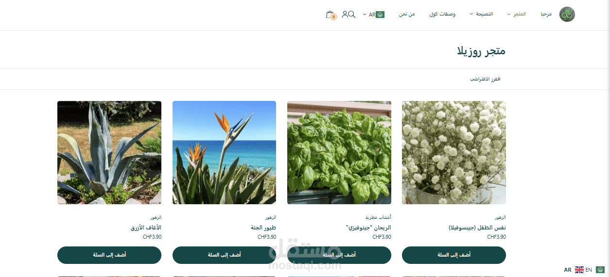 تسويق وعرض منتجات على موقع شركة rozelaflowers