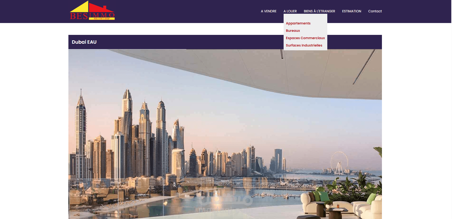 تطوير الواجهة الأمامية لموقع عقارات بلجيكي - Besimmo.be