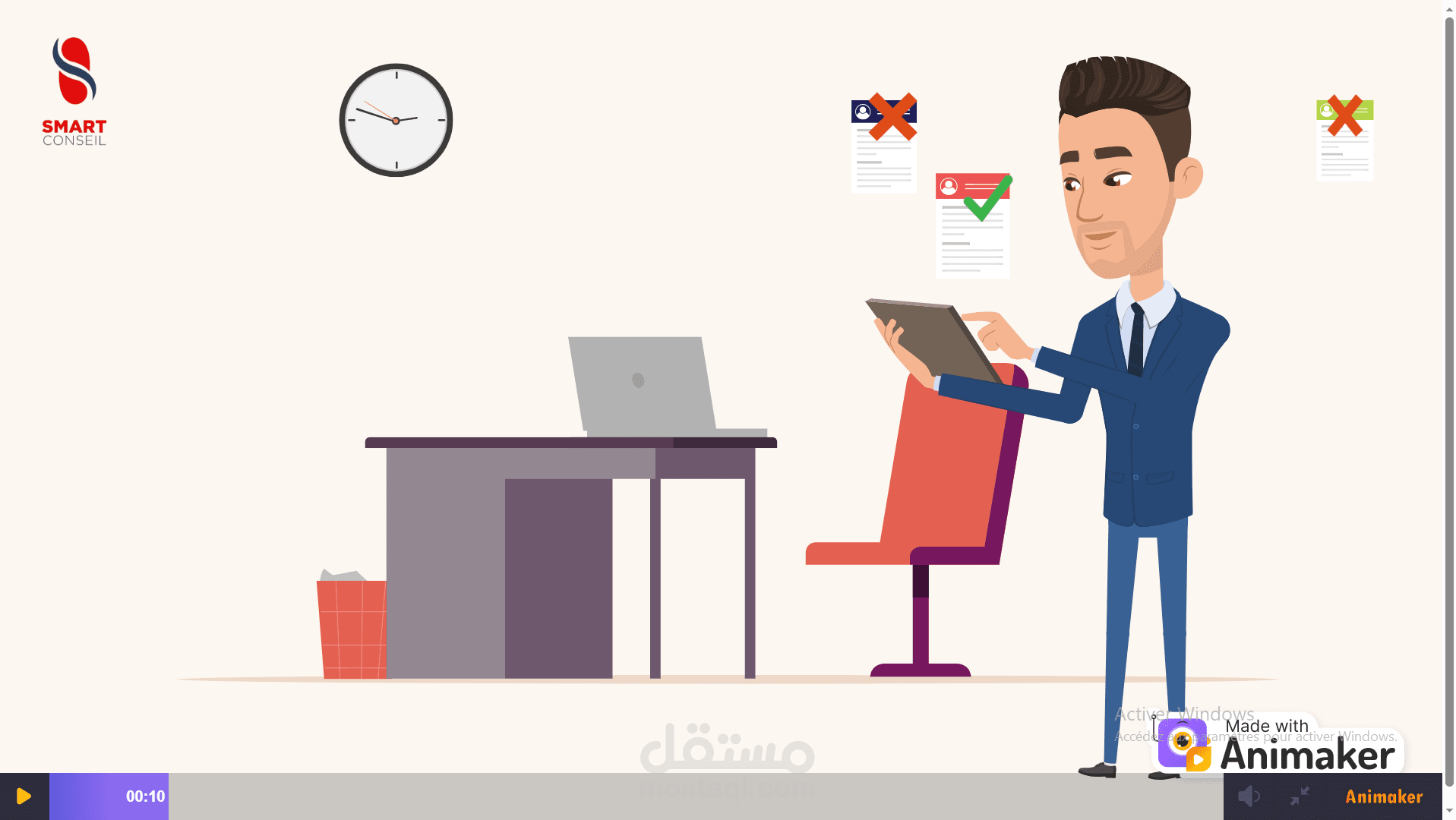 vidéo motion design de processus de recrutement chez smart conseil