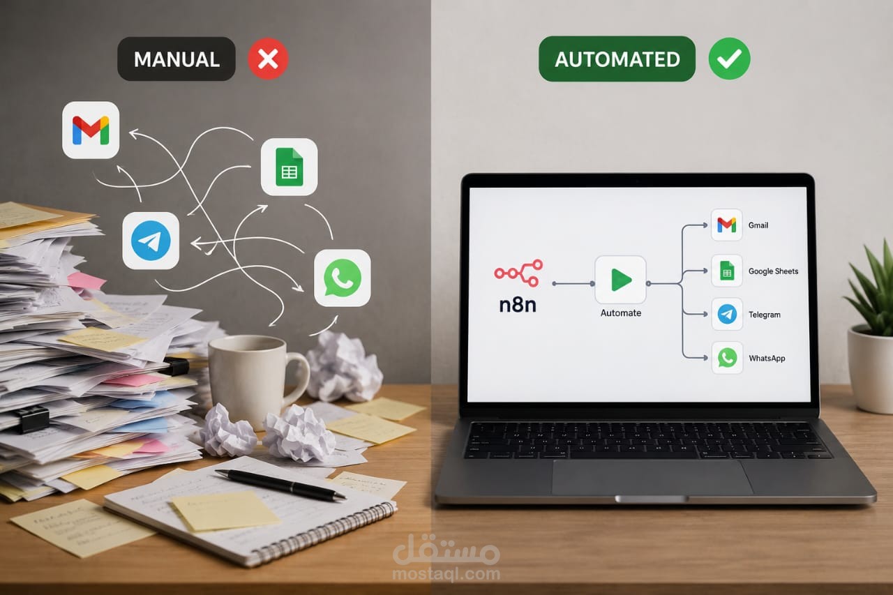 سأبني AI Workflow احترافي يربط جميع تطبيقاتك ويؤتمت أعمالك