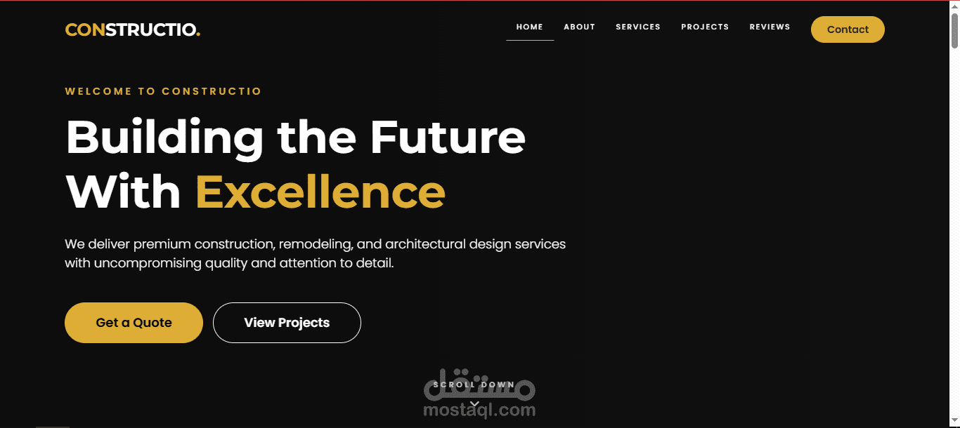 تصميم Landing page ل شركة مقاولات