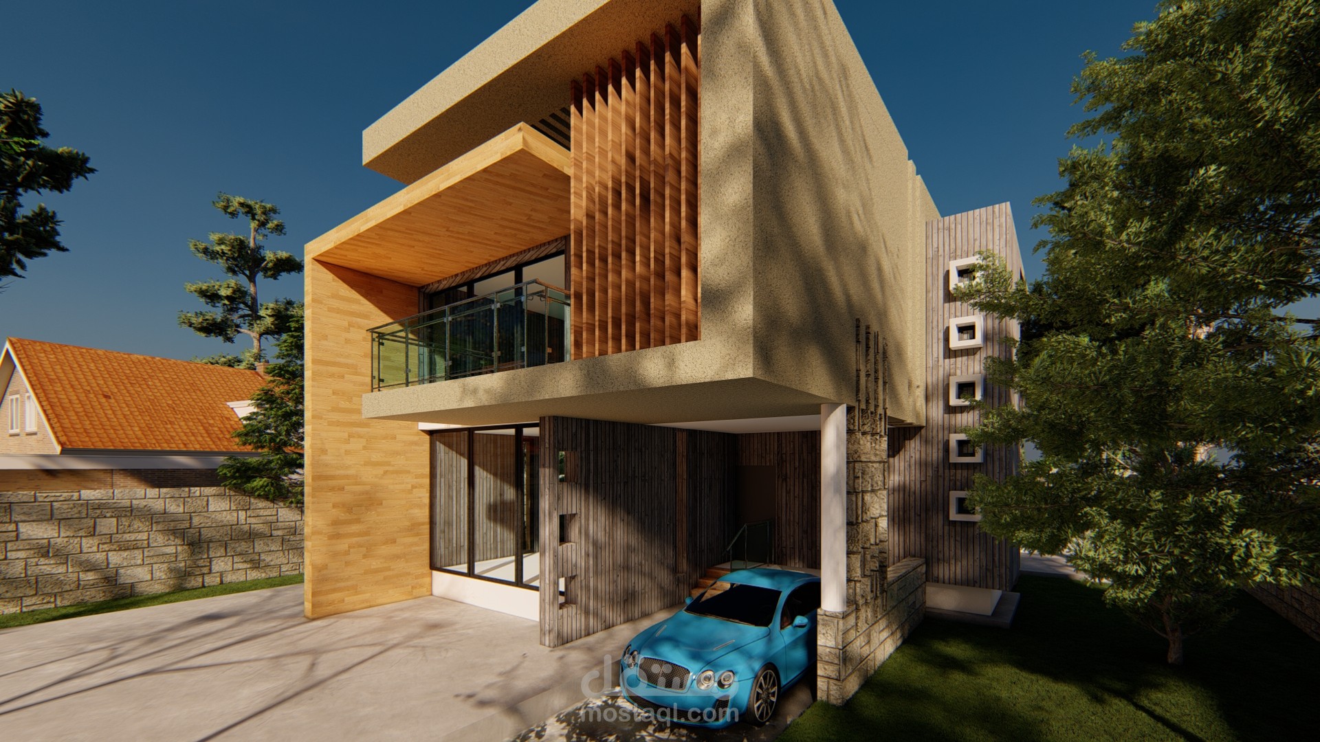 تصميم فيلا مودرن مع مسبح وحديقة متكاملة