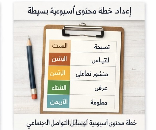 إعداد خطة محتوى أسبوعية بسيط