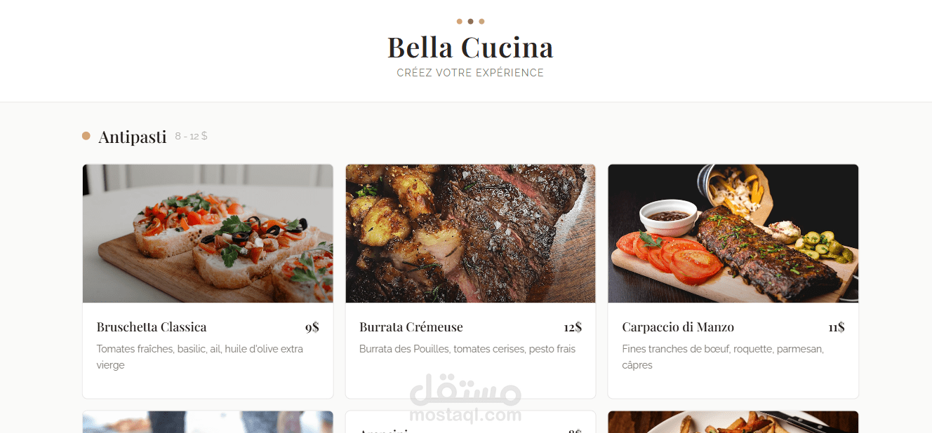 Bella Cucina MENU