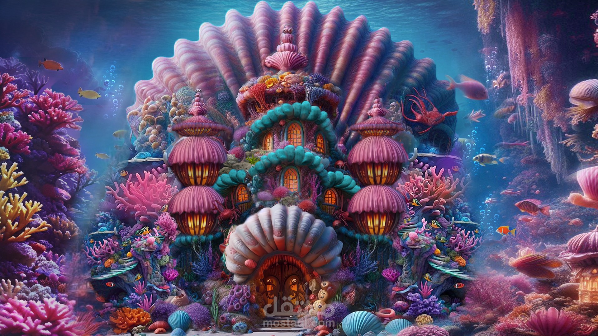 تصميم قصر أمير البحار من رواية "The Singing Mermaid" - عالم تحت الماء خيالي