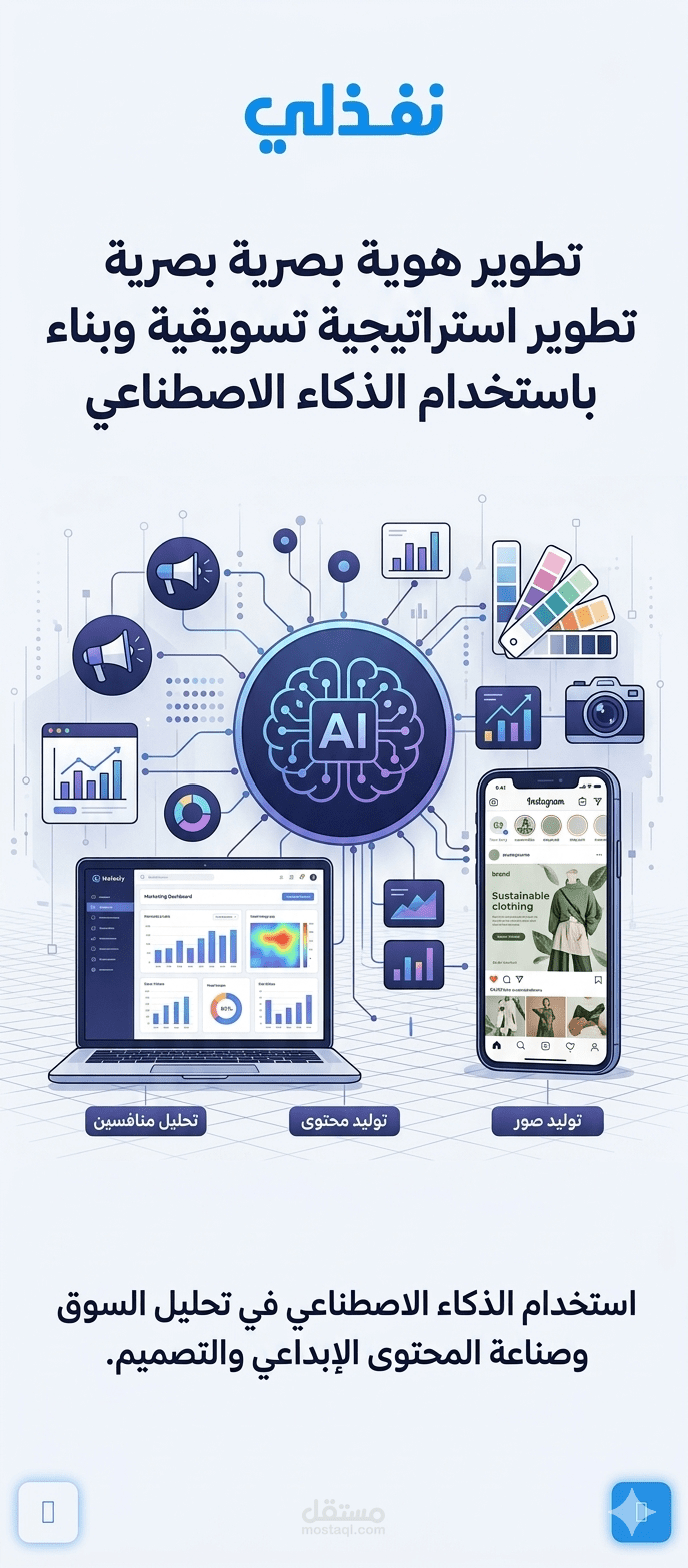 بناء استراتيجية هوية بصرية وصناعة محتوى متكامل بالاعتماد على تحليل مشاعر الجمهور عبر الذكاء الاصطناعي (AI).