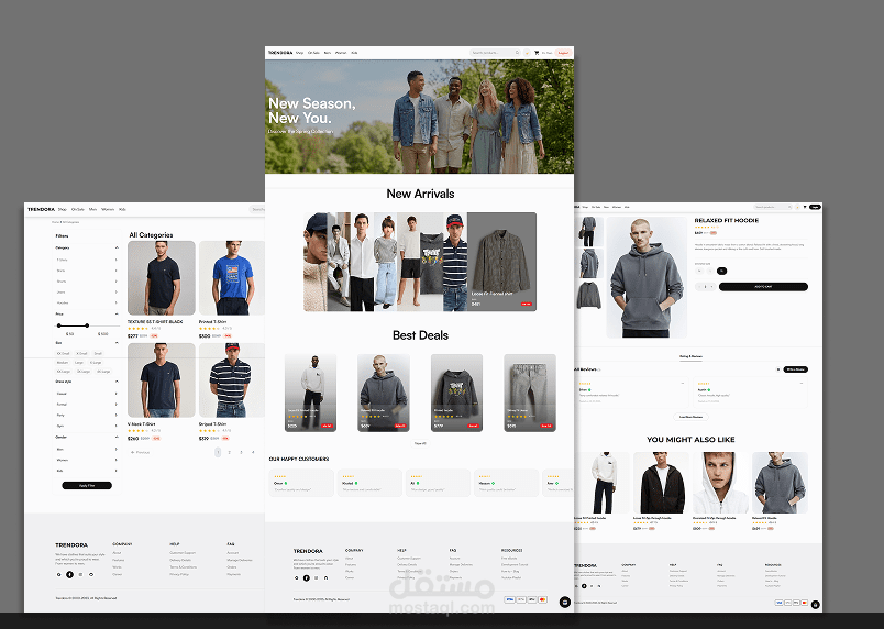 تصميم وتطوير واجهة متجر إلكتروني متجاوب مع نظام تصفية المنتجات وإنشاء الفواتير