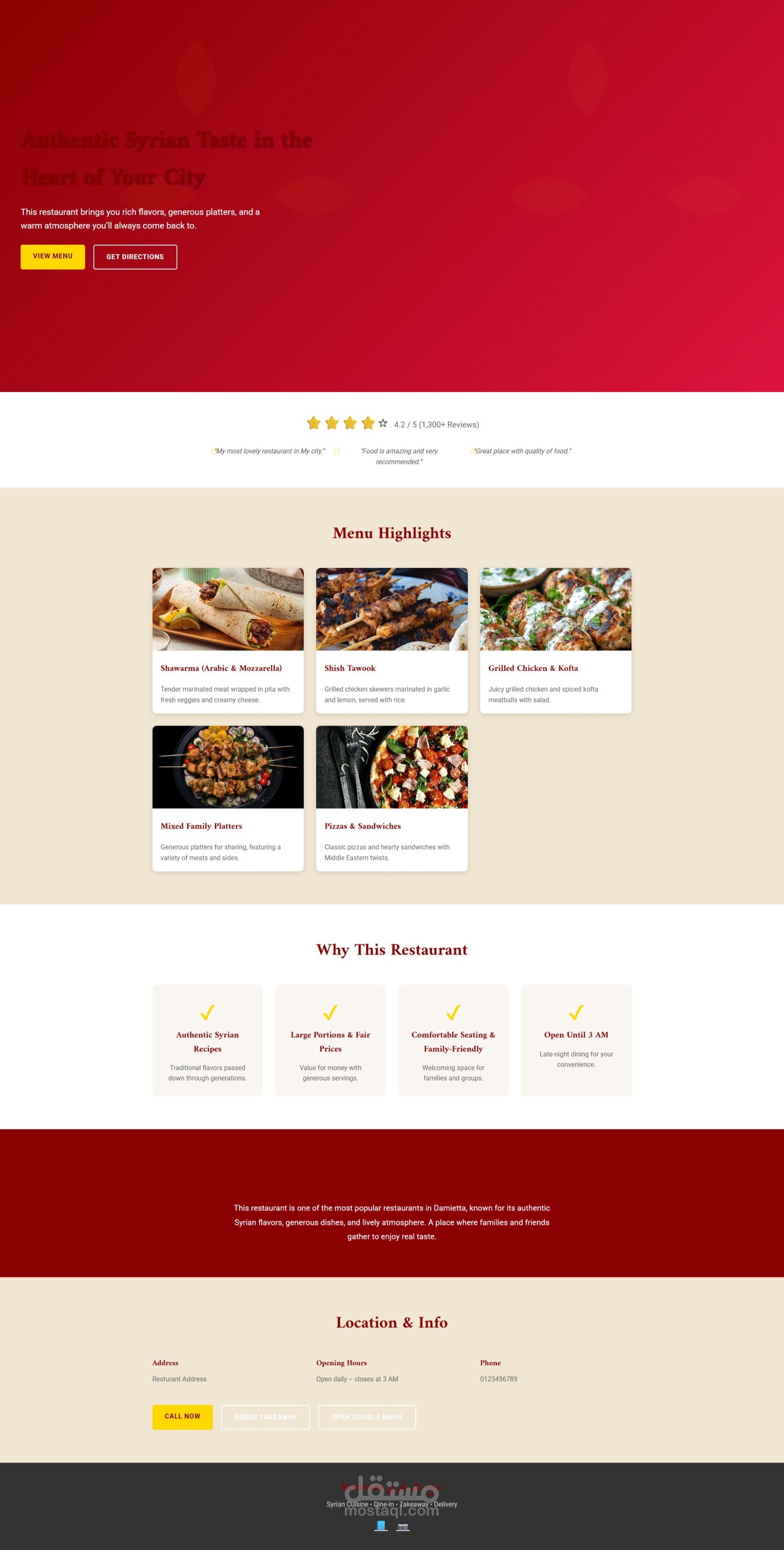 Modern Restaurant Landing Page