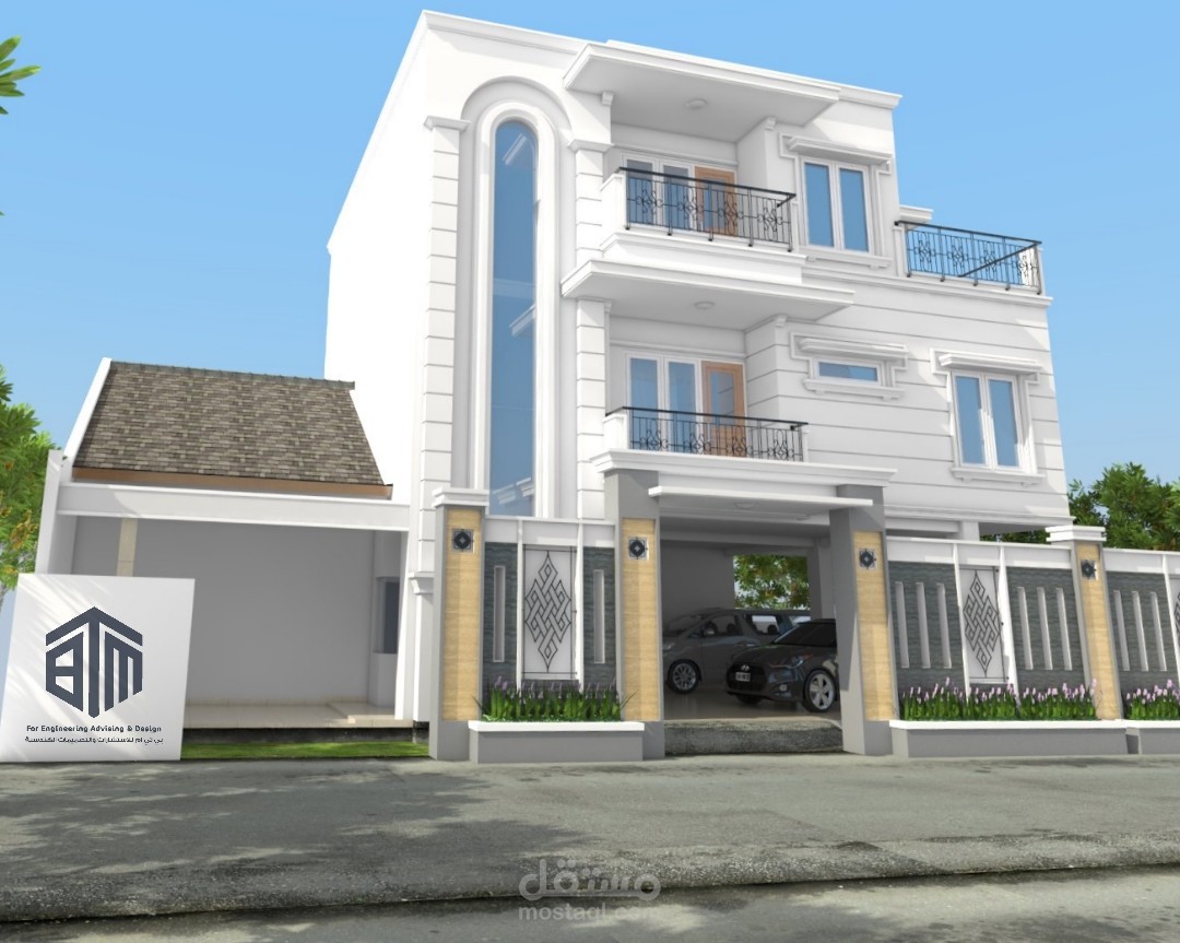 تصميم 3D لواجهة عماره