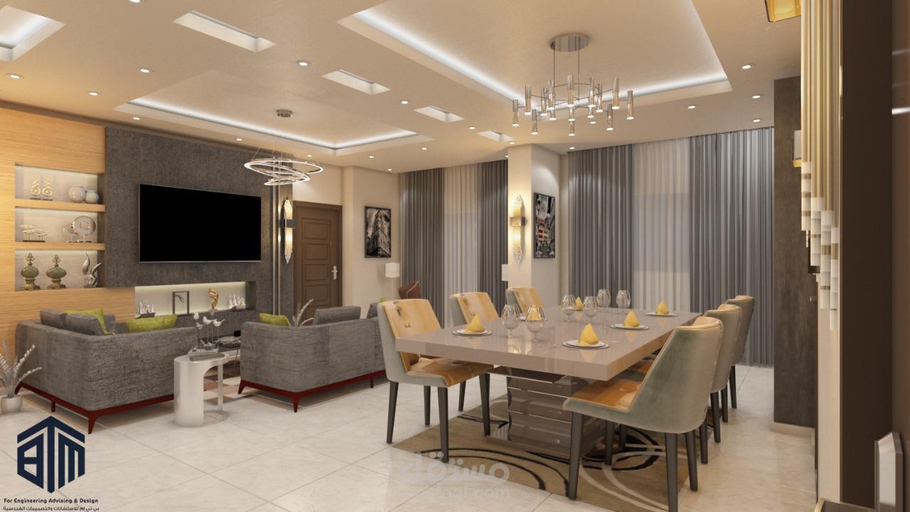 تصميم ريسيبشن لشقه سكنيه
