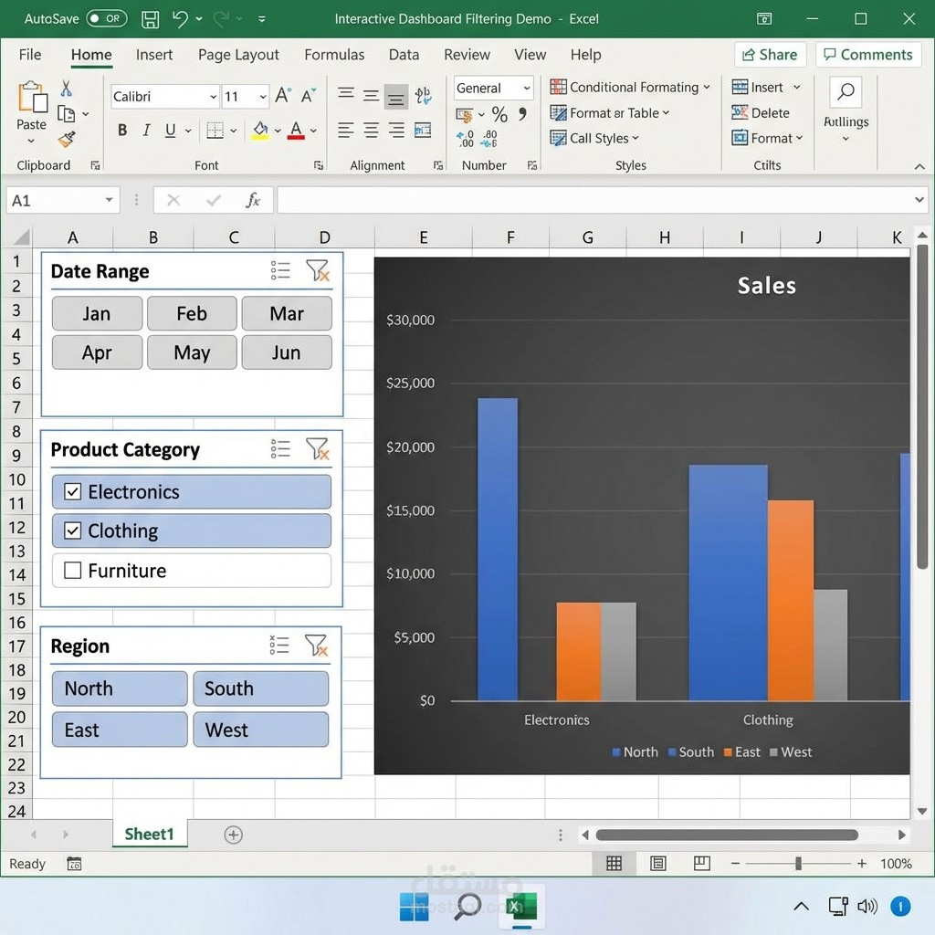 Excel Sales Dashboard - لوحة تحكم مبيعات تفاعلية مع Pivot Tables وPower Query