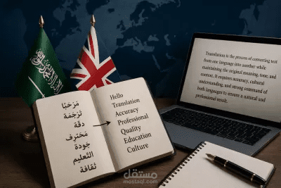 ترجمة احترافية من العربية إلى الإنجليزية بأسلوب دقيق وأكاديمي