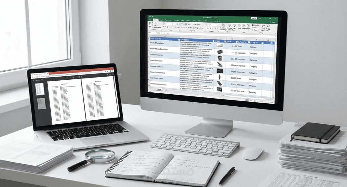 ادخال بيانات ( منتجات ) متجر الكتروني في اكسيل