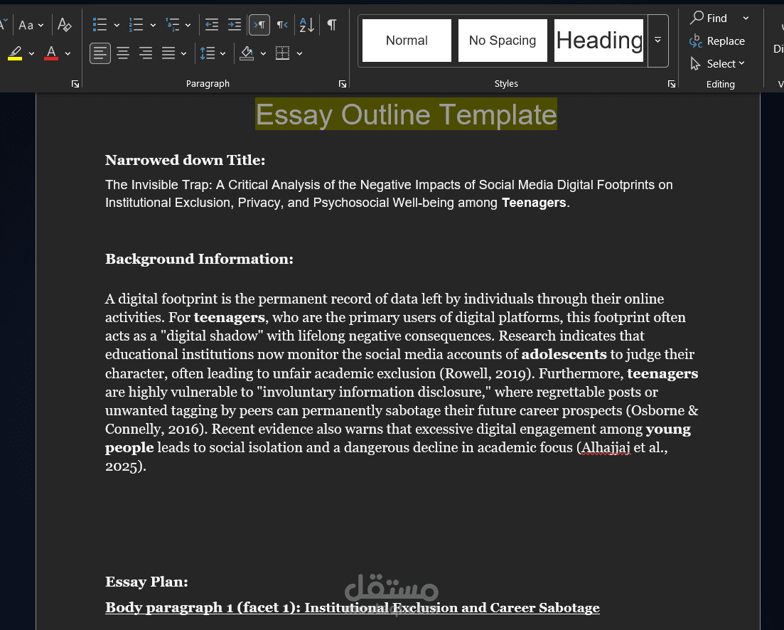 تنسيق وتصميم ملفات Word احترافية لمشاريعك وتقاريرك