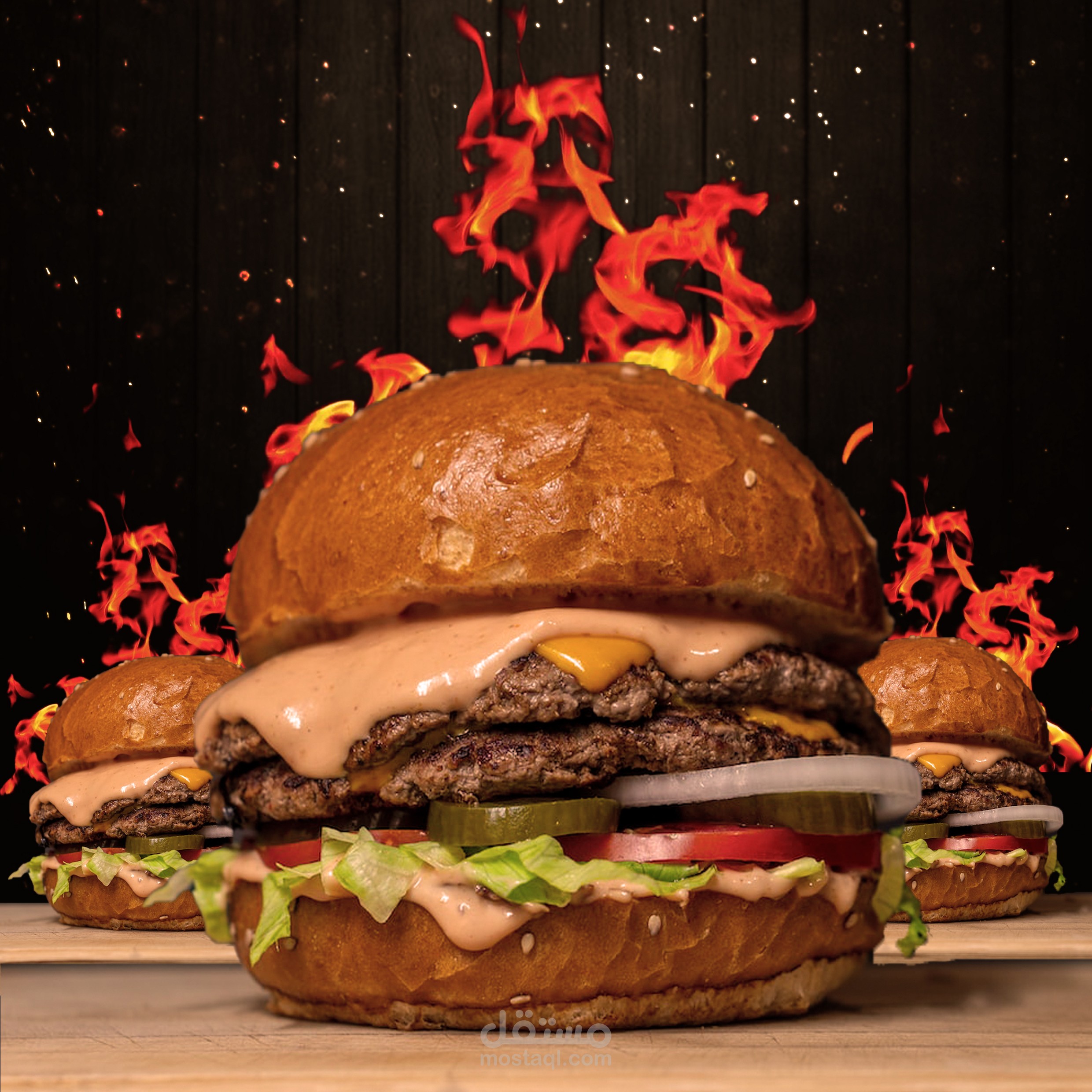 تصميم إعلان لمطعم برجر