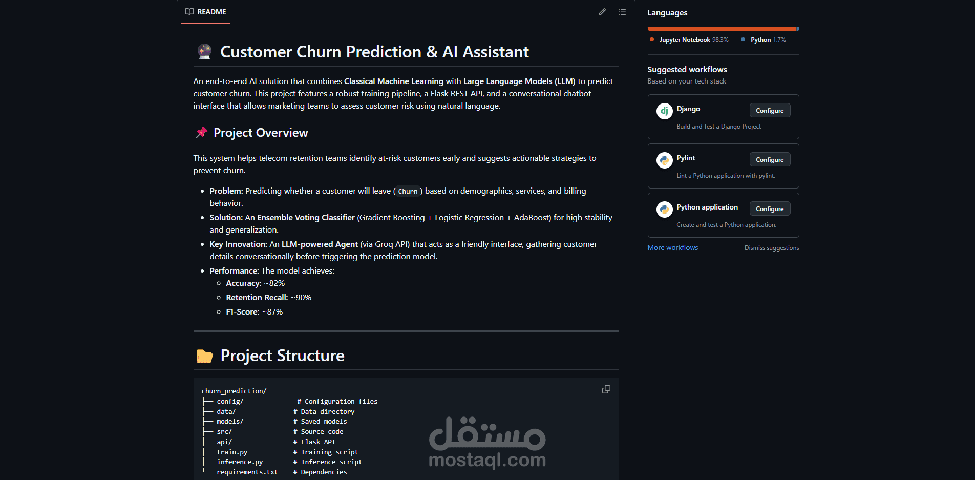 Customer Churn Prediction System with ML Classification & LLM Assistant