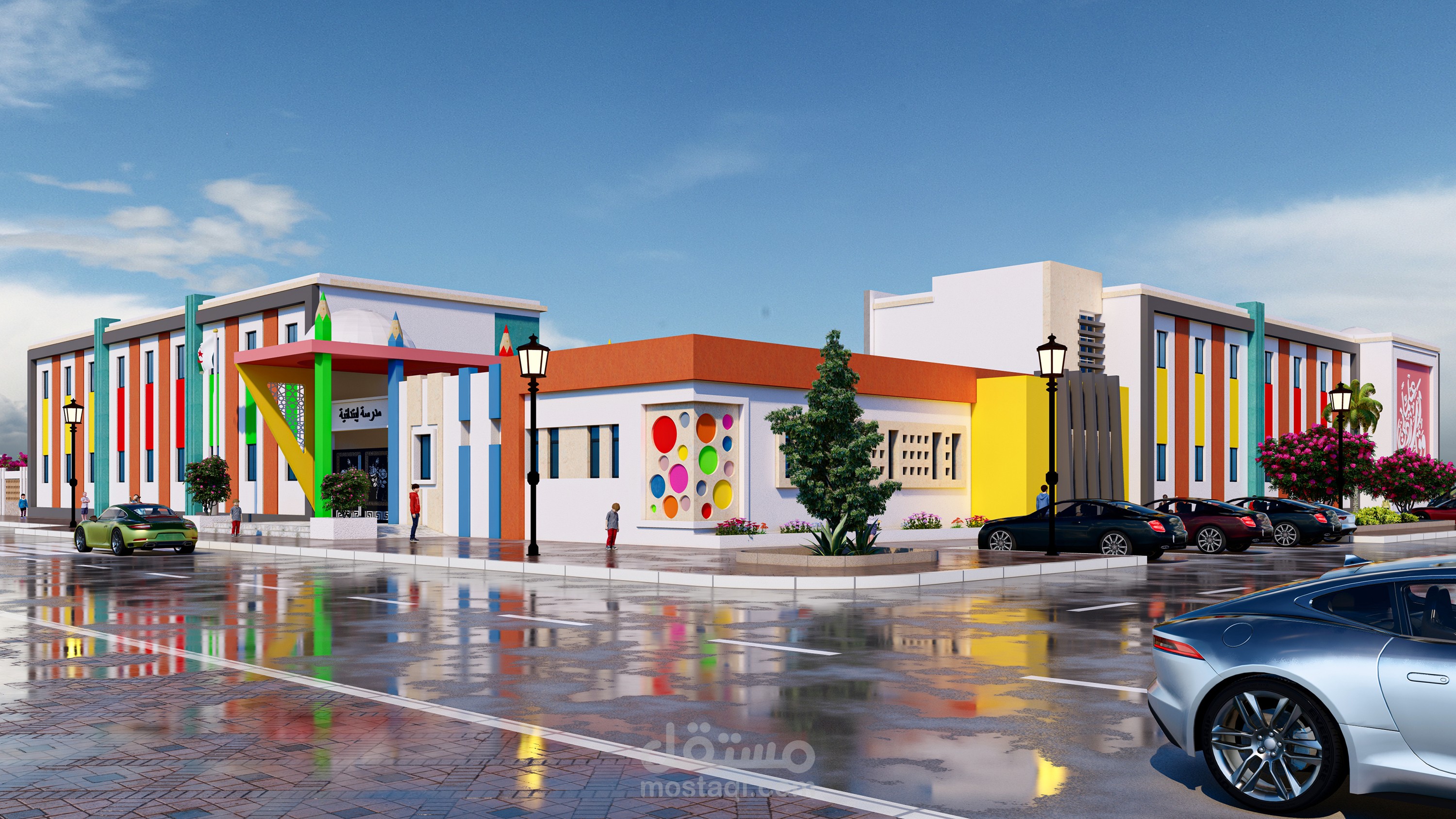 تصميم ثلاثي الأبعاد – مدرسة ابتدائية قيد الإنشاء