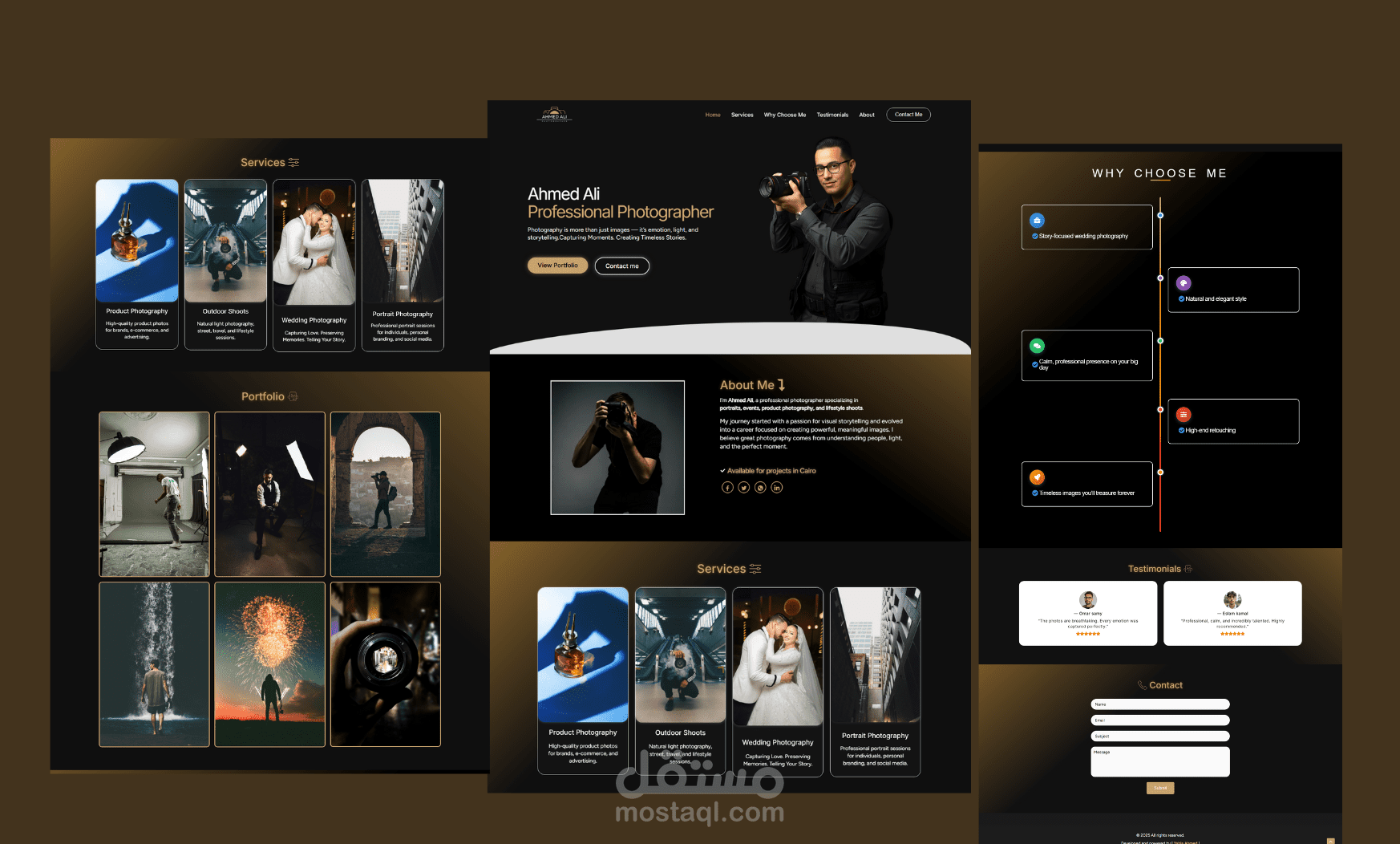 تصميم موقع شخصي (Portfolio) احترافي لمصور فوتوغرافي