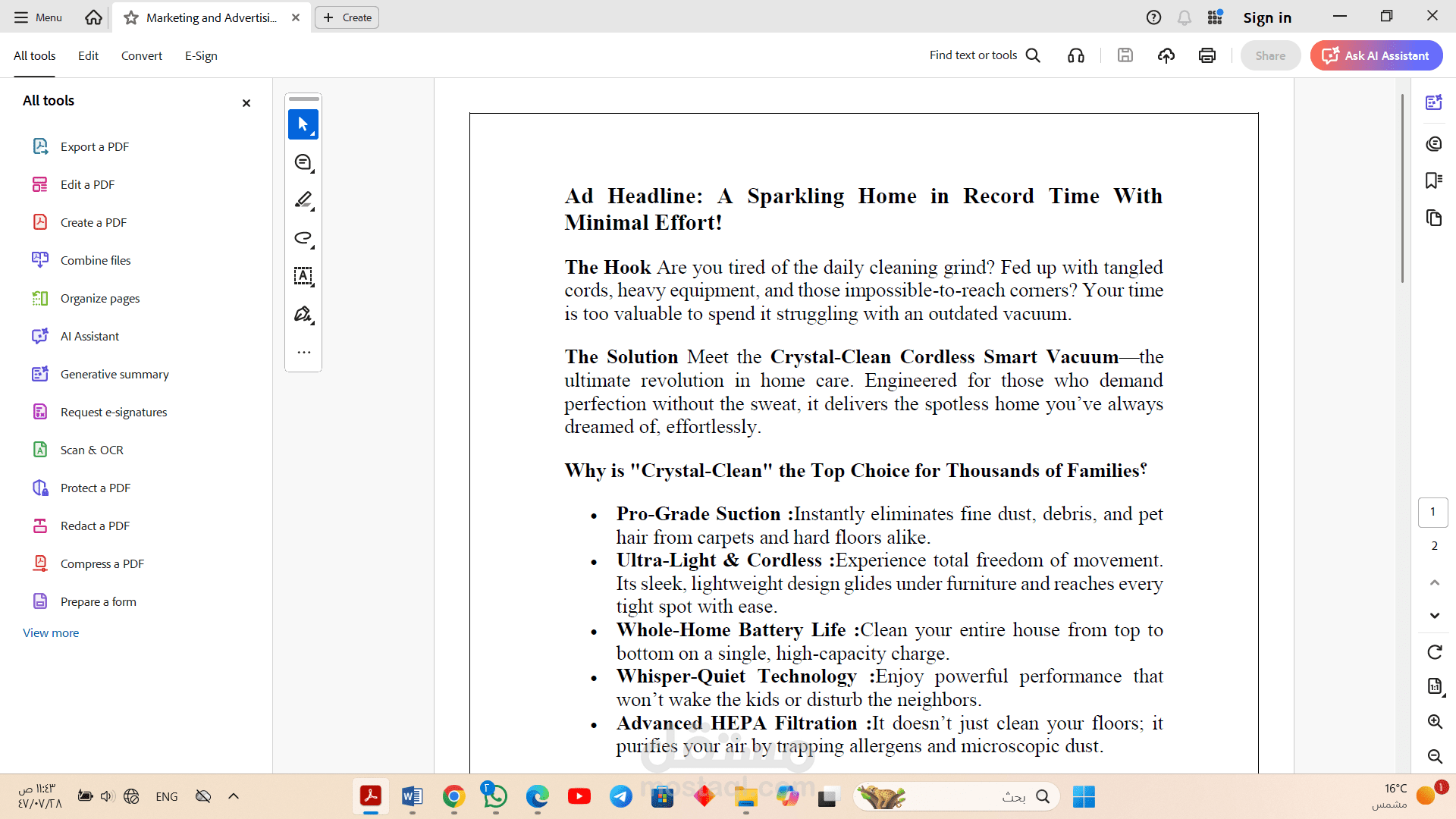 Marketing and Advertising Copy Sample