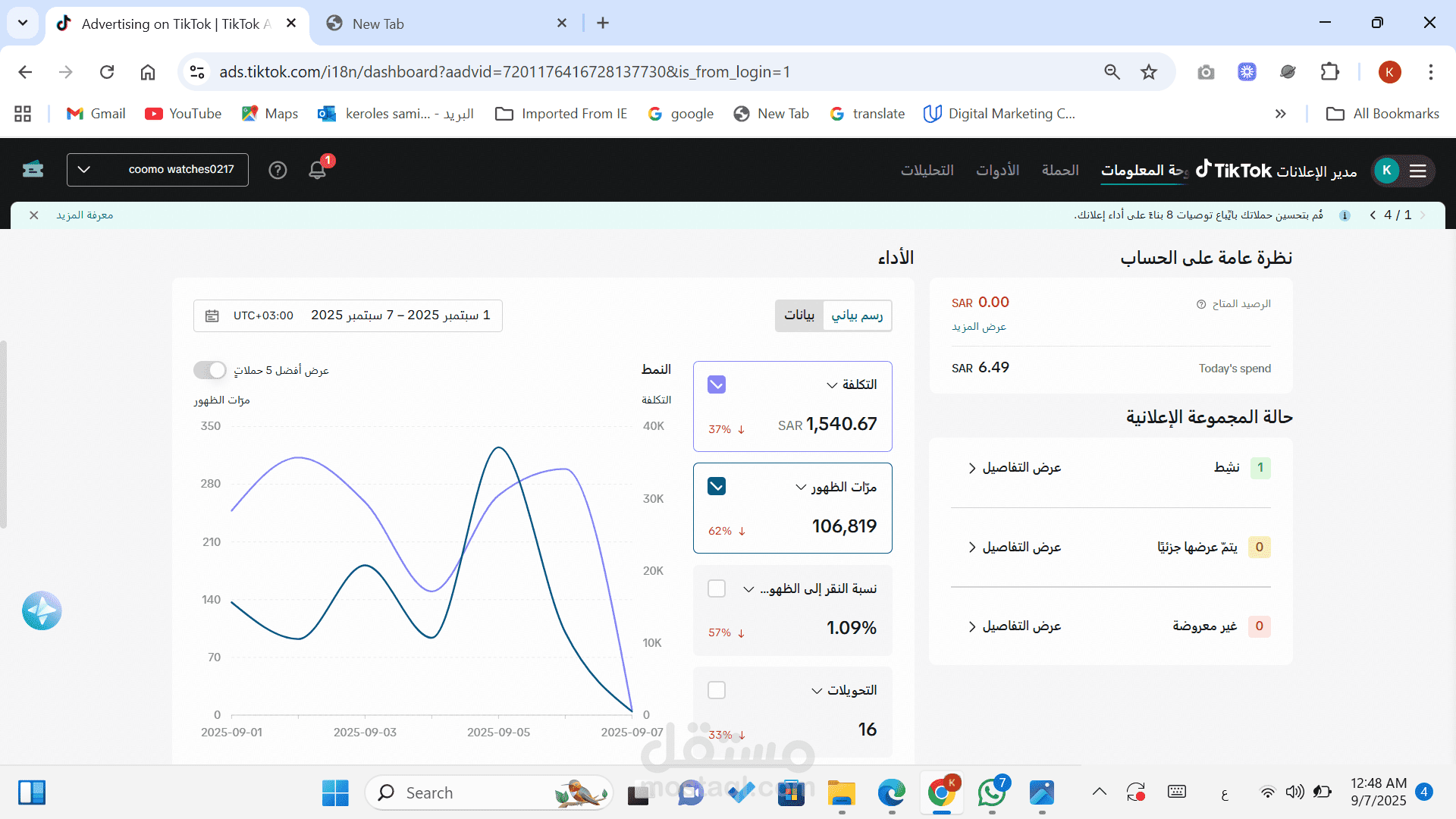 ادارة التسويق لمتجر الكتروني علي تيك توك