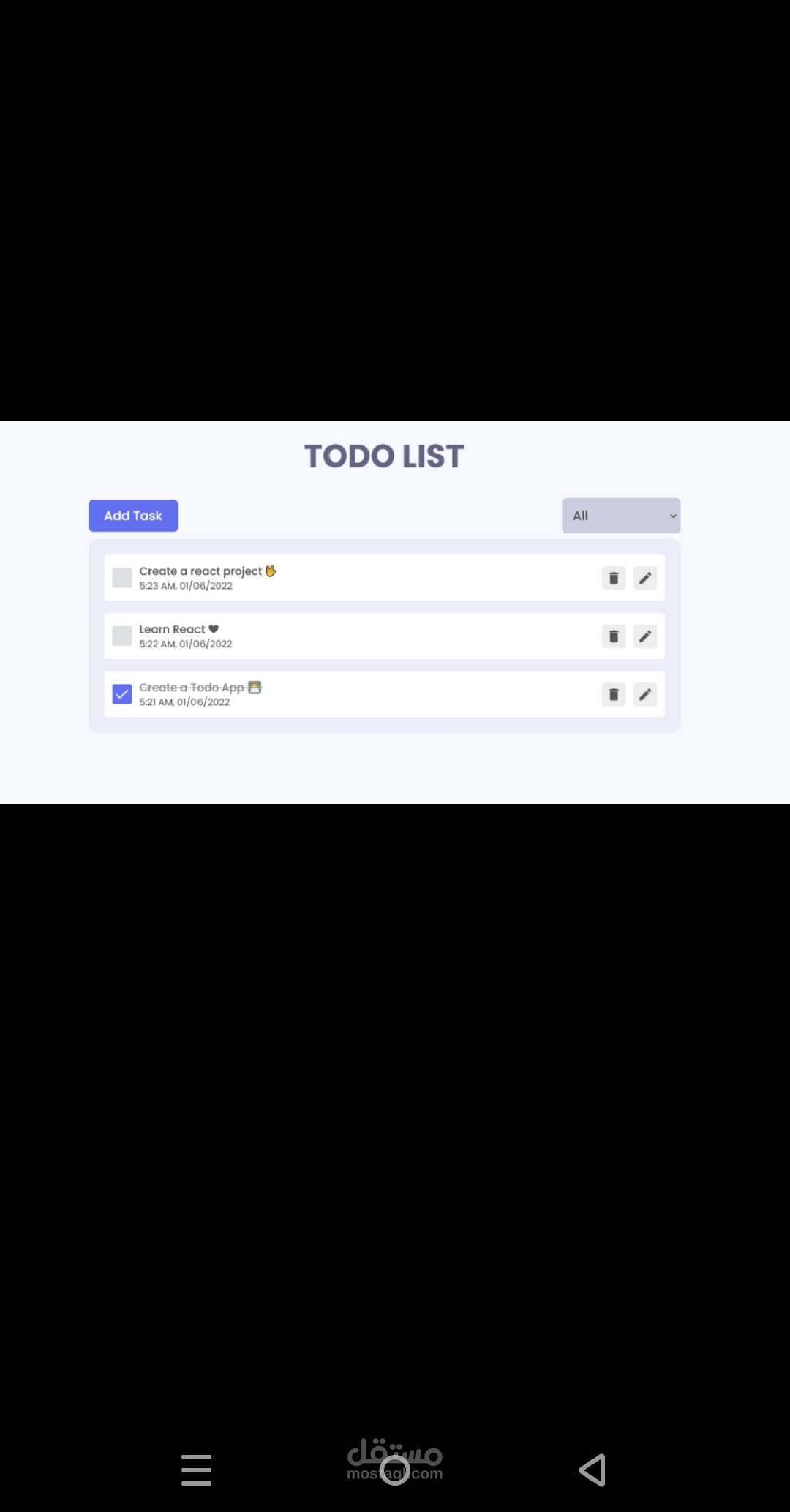 تطبيق إدارة مهام (To-Do List) باستخدام React و TypeScript
