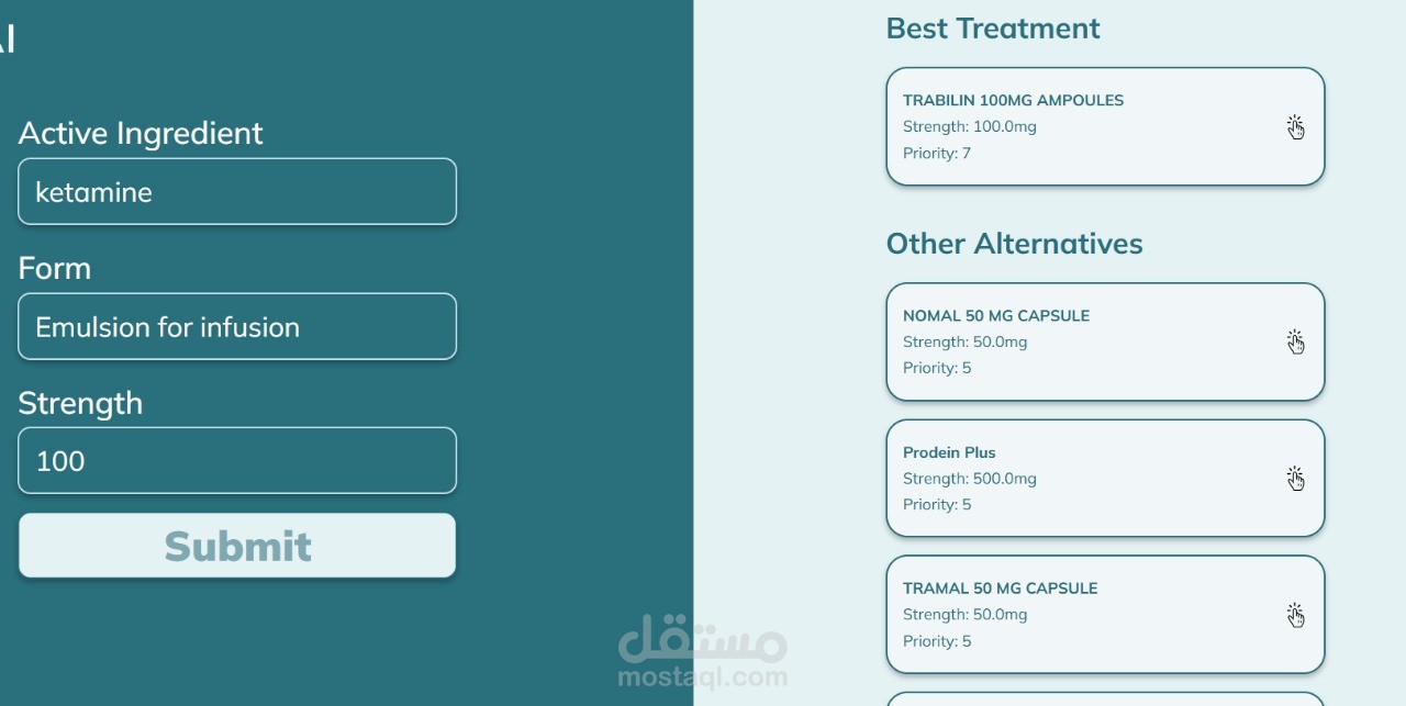 نظام ذكي لمساعدة الصيادلة في اختيار الدواء الأنسب