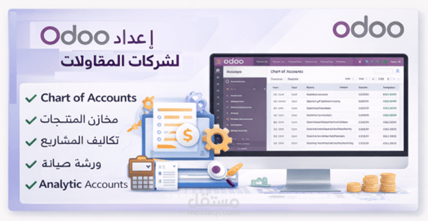 إعداد Odoo من الصفر لشركة مقاولات ومصنع (محاسبة + مخازن + مشاريع)