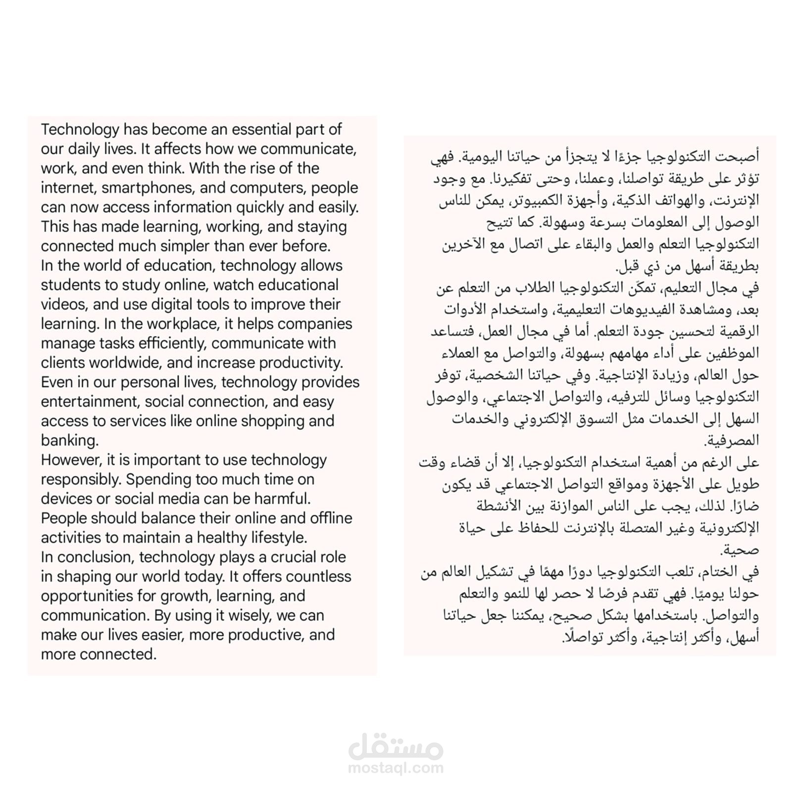 مقالة عن أهمية التكنولوجيا