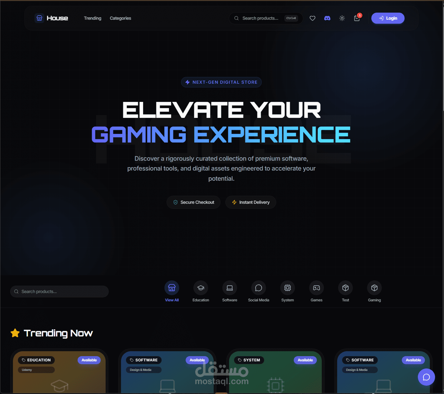 تطوير متجر إلكتروني متكامل (HouseStore) مع لوحة تحكم للإدارة