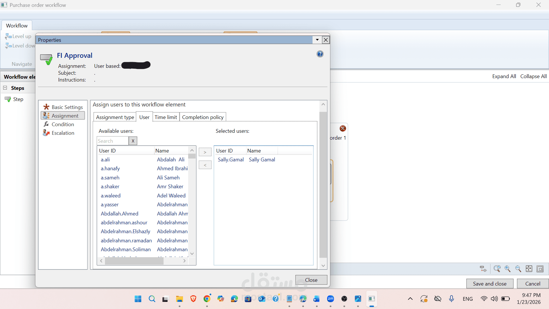 إعداد وتكوين Workflows (شروط وآليات الموافقة) على Microsoft Dynamics 365 ERP