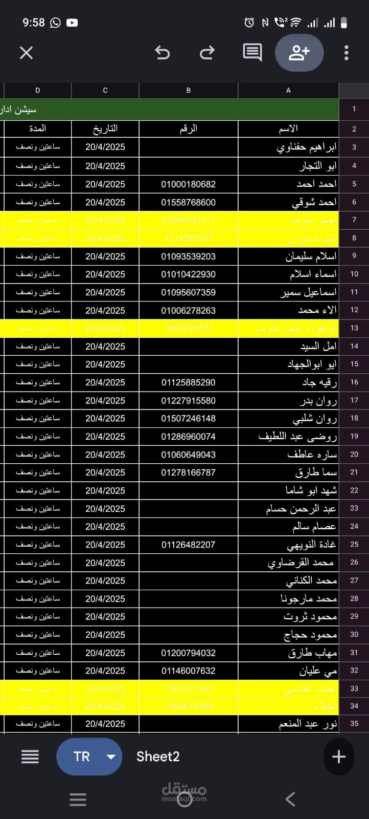 تصميم شيت احترافي لجمع وتنظيم بيانات  (Excel / Google Sheets)