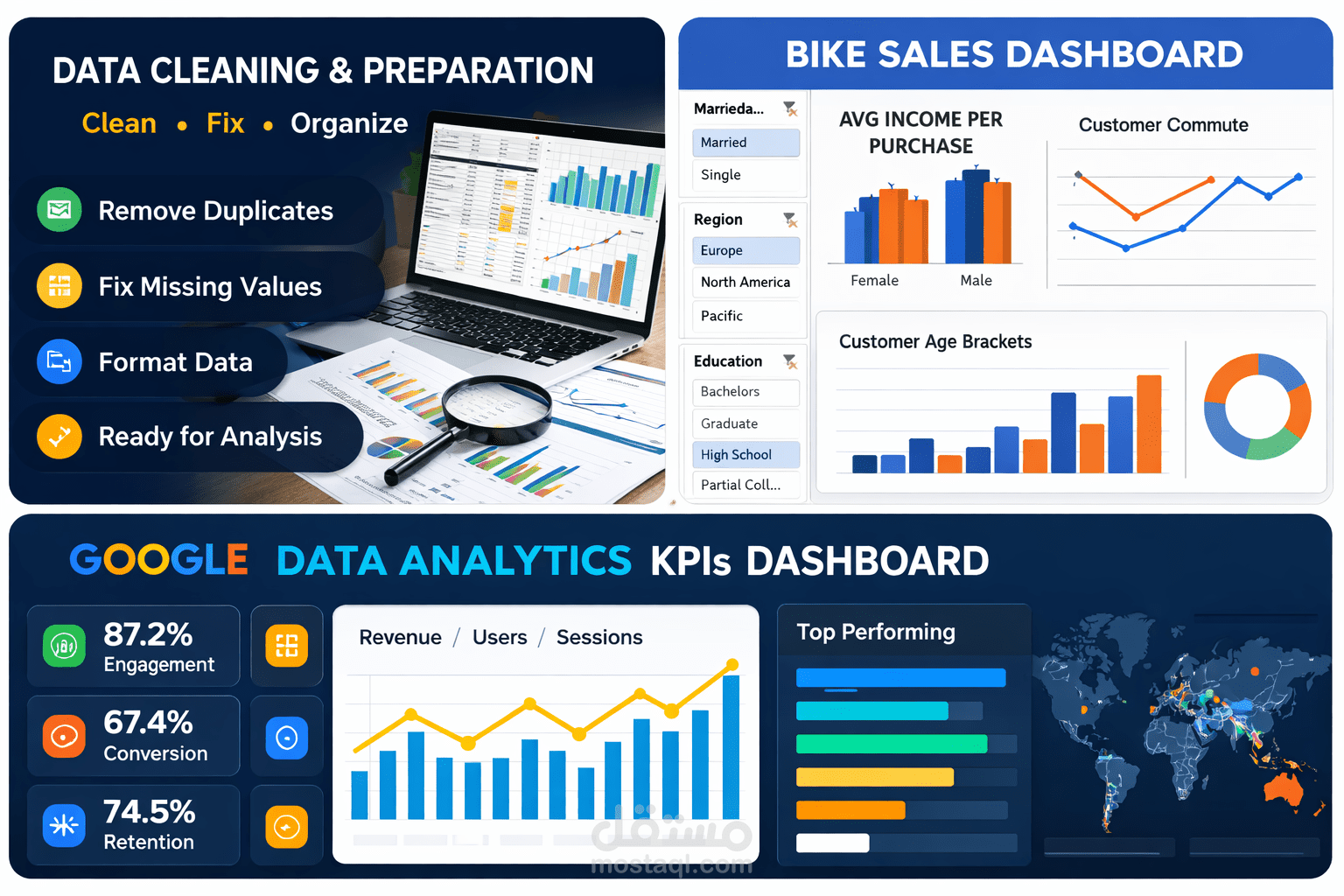 تحليل بيانات مبيعات الدراجات وتصميم Dashboard تفاعلي