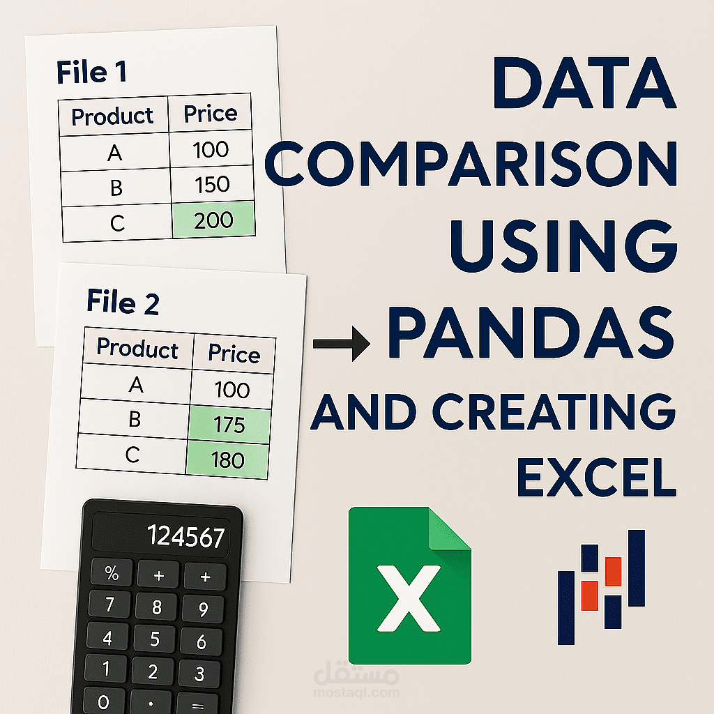 مشروع مقارنة بيانات بين ملفات باستخدام مكتبة pandas