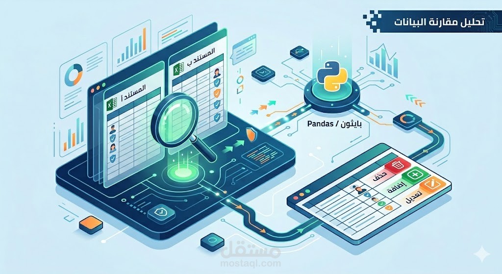 مقارنة بين بيانات قبلية و بعدية باستخدام مكتبة pandas لتحديد التعديلات