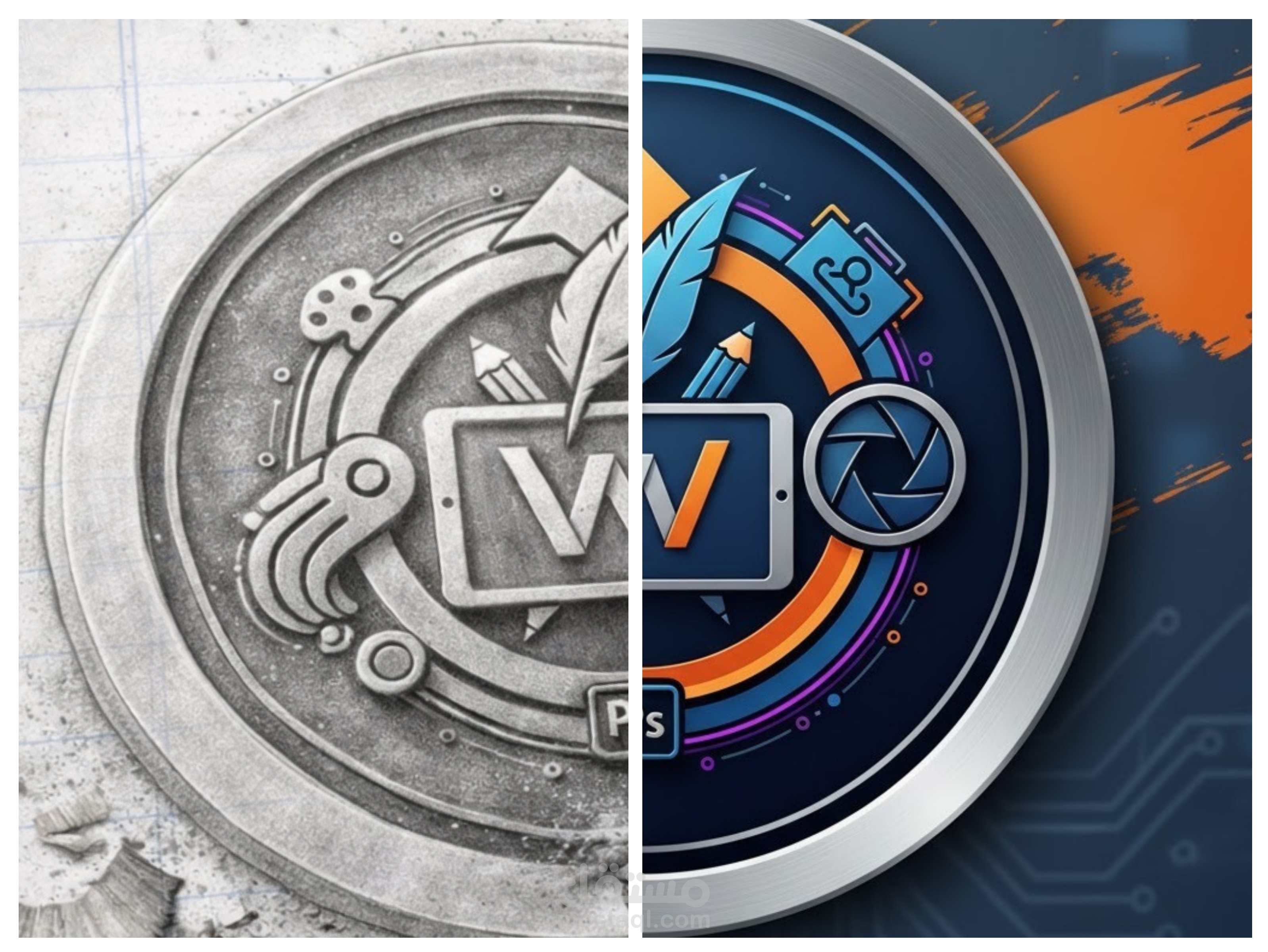 من الفكرة إلى الواقع: تصميم هوية بصرية إبداعية (Process Sketch to Final Logo)