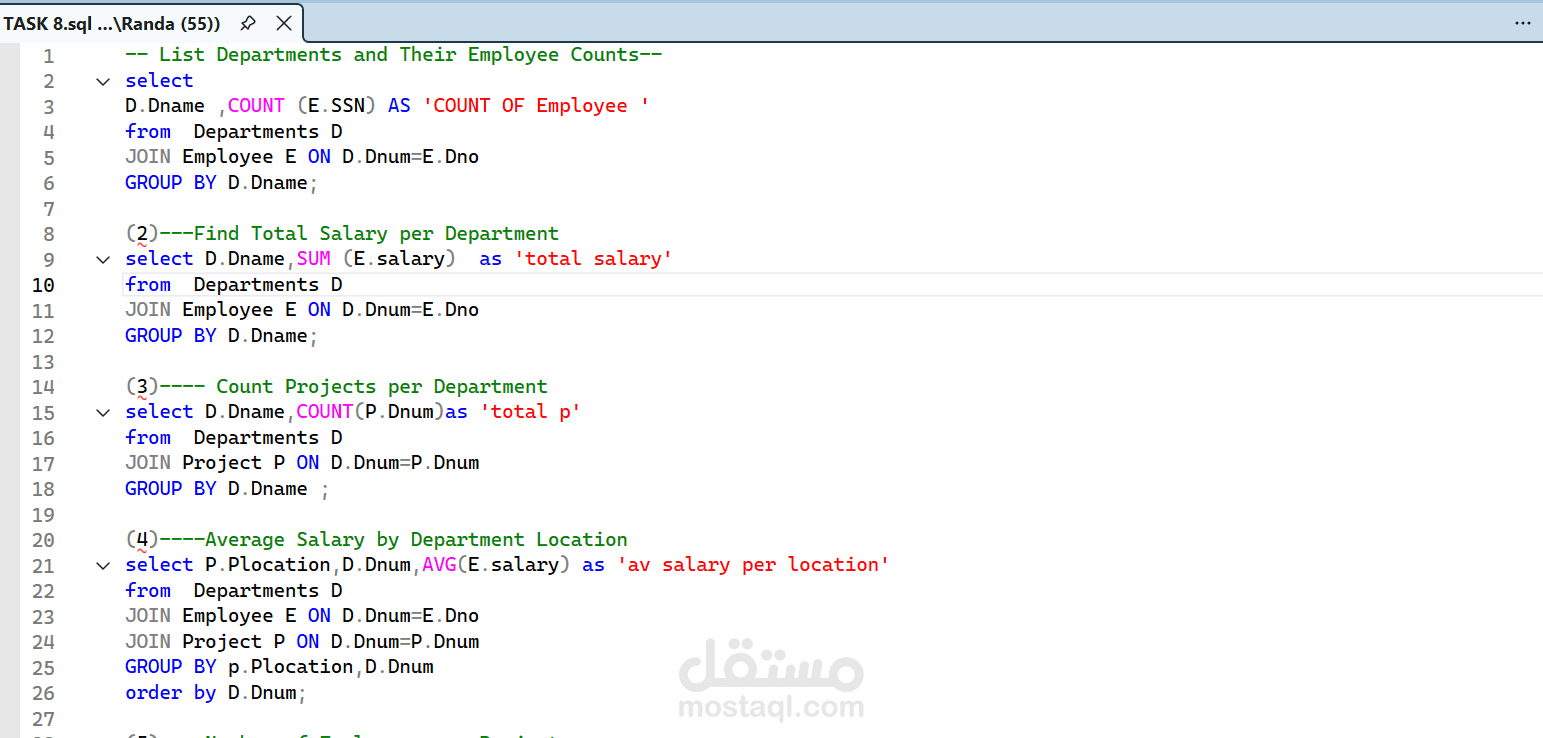 تحليل بيانات باستخدام SQL