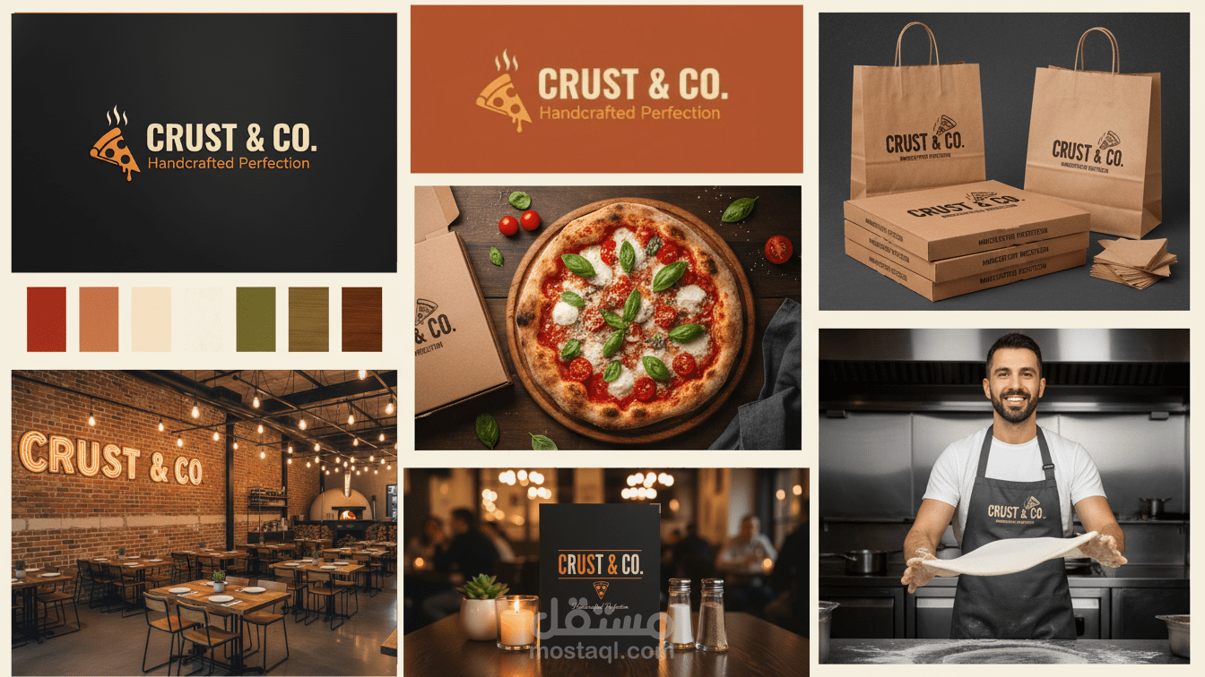 تصميم هوية بصرية متكاملة لمطعم Crust & Co