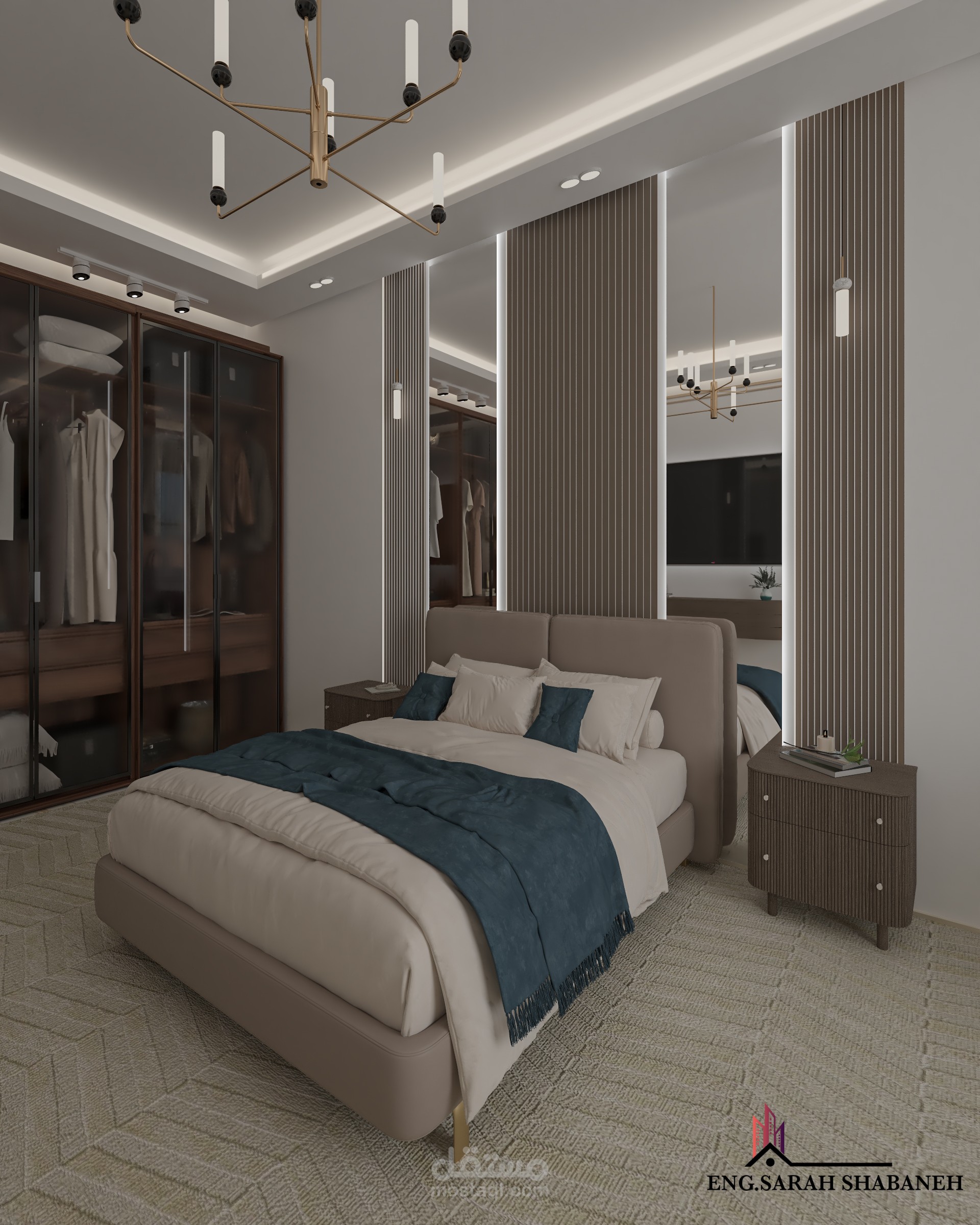 غرفة نوم ماستر بتصميم عصري فاخر