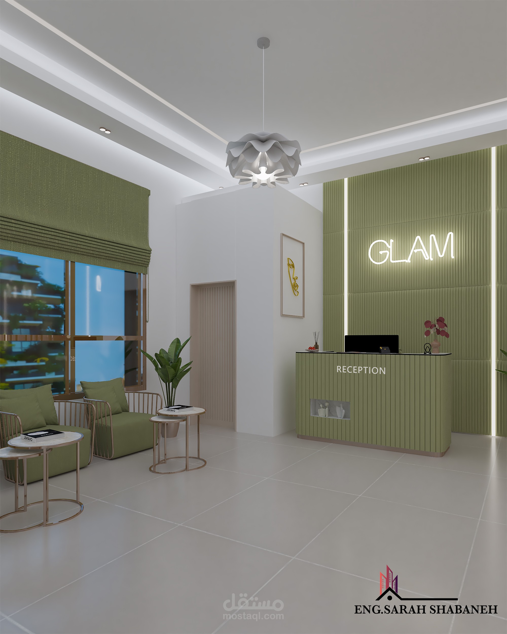 تصميم صالون تجميل مودرن فاخر بإطلالة عصرية أنيقة