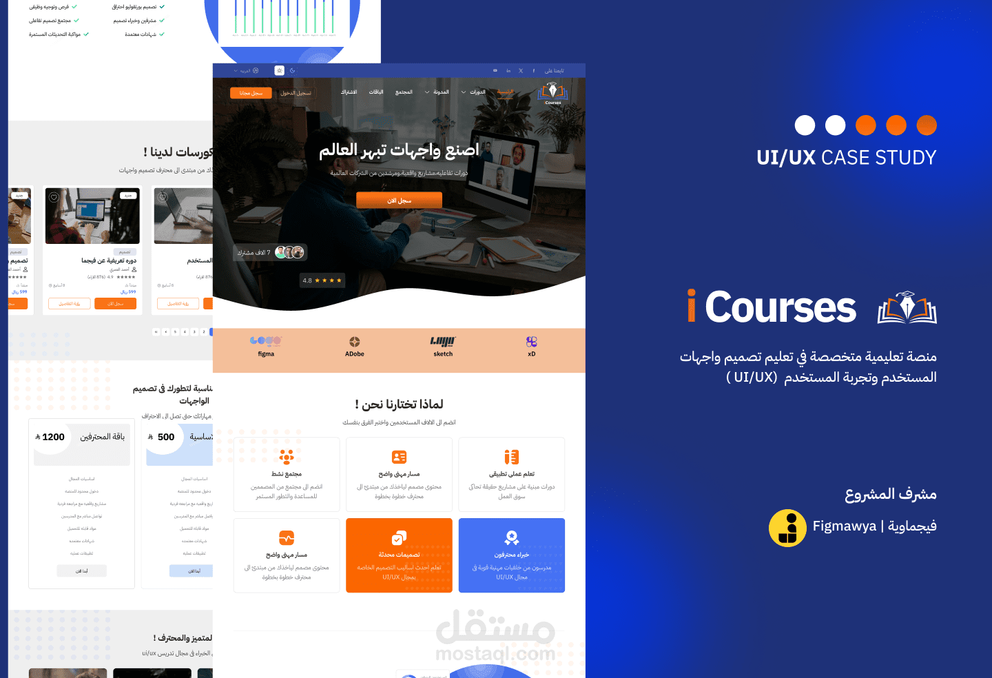 Icourses  منصة تعليمية متخصصة في تعليم وجهات المستخدم وتجربة المستخدم (UI\UX)