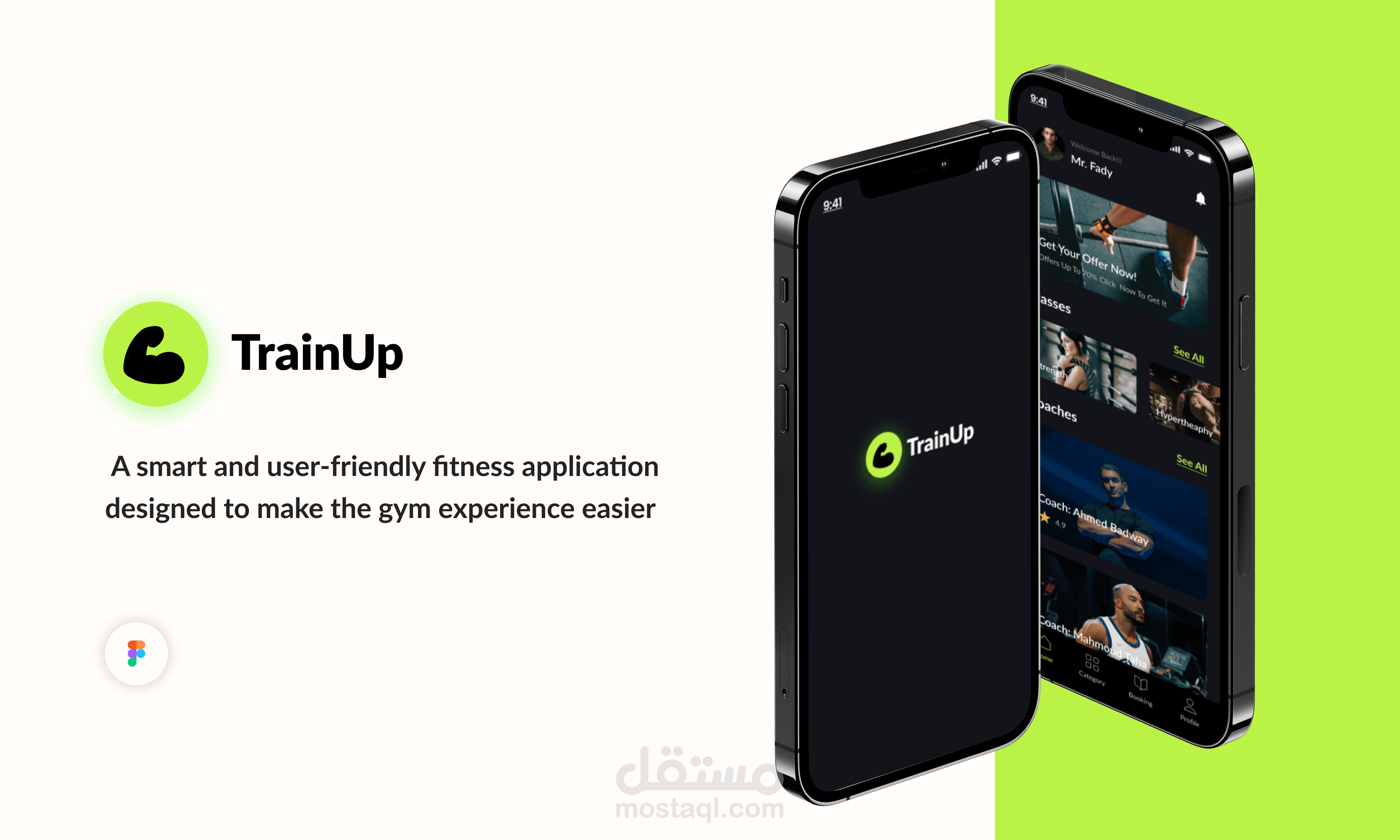 تصميم تطبيق رياضي لحجز المدربين – Train Up (UI/UX Design)
