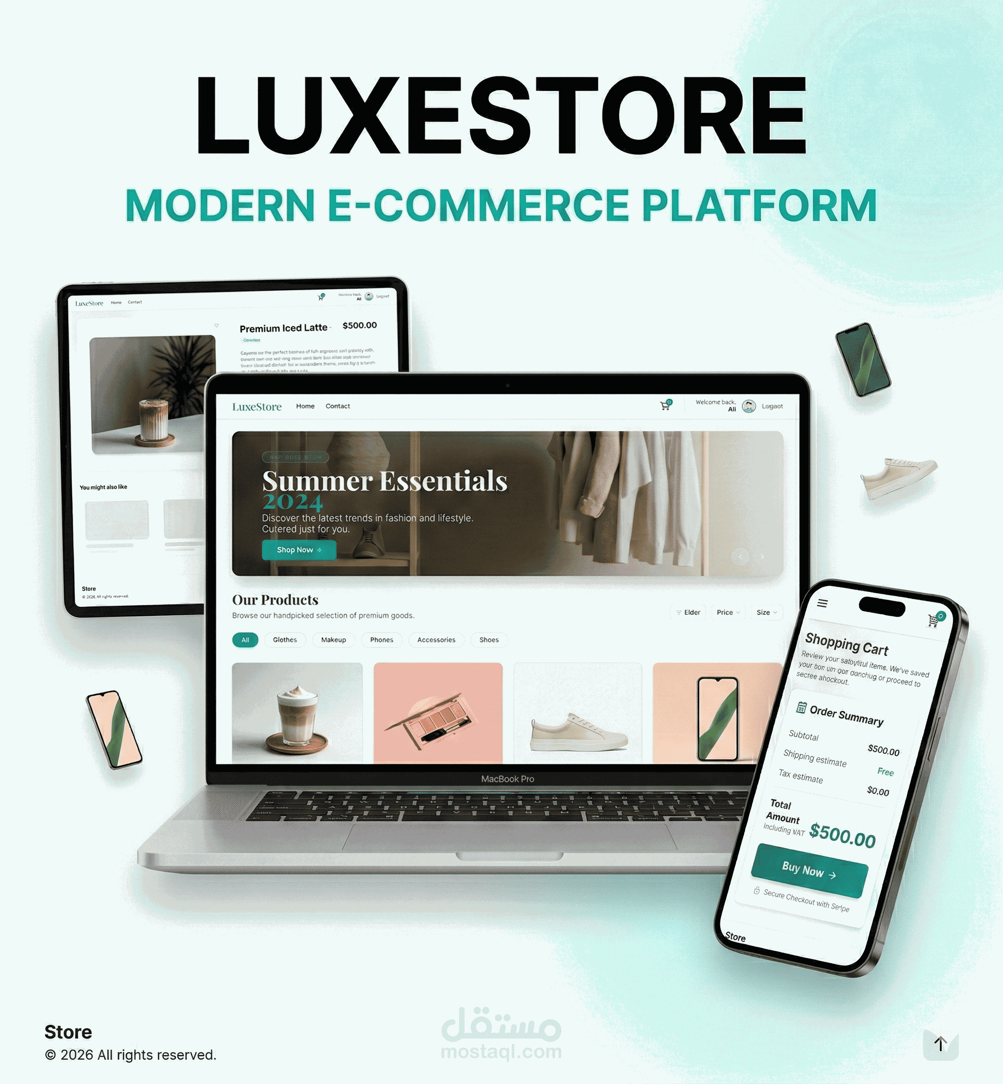 LuxeStore - منصة تجارة إلكترونية متكاملة بتجربة مستخدم عصرية
