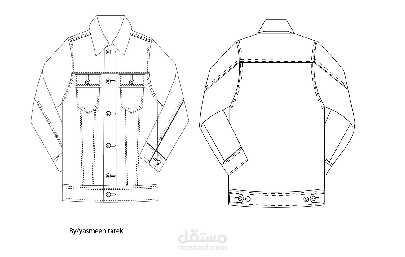 Denim Jacket – Technical Flat Sketch