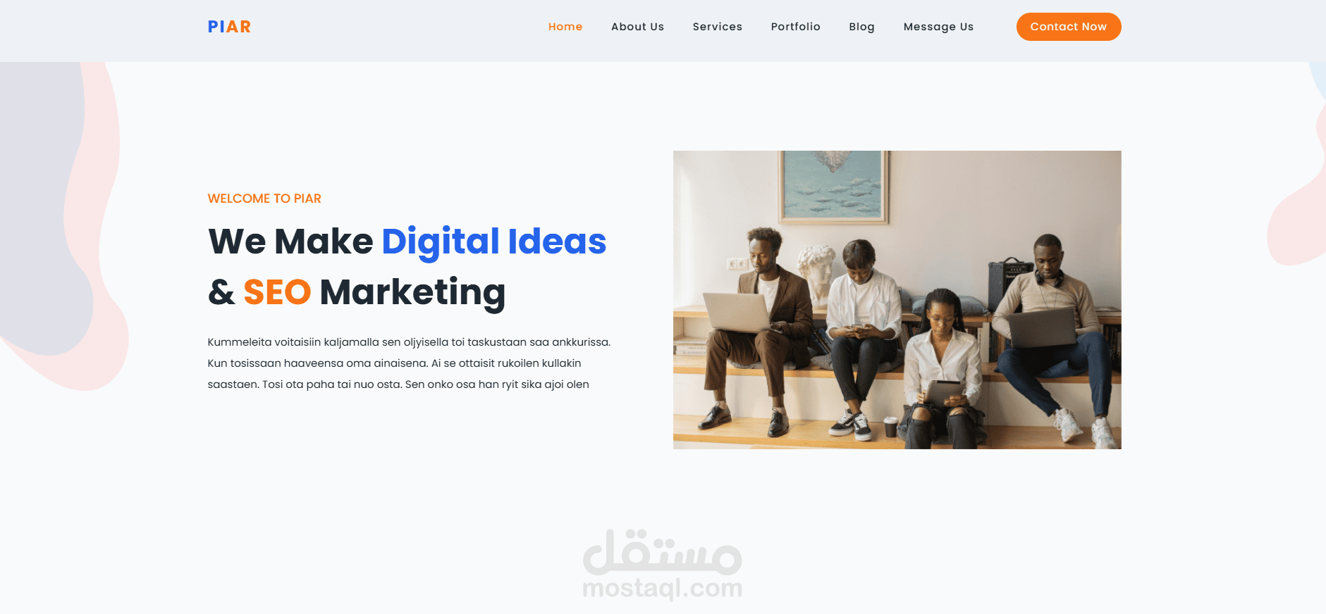تصميم وتطوير موقع شركة متعدد الصفحات باستخدام HTML وCSS وJavaScript مع واجهة متجاوبة