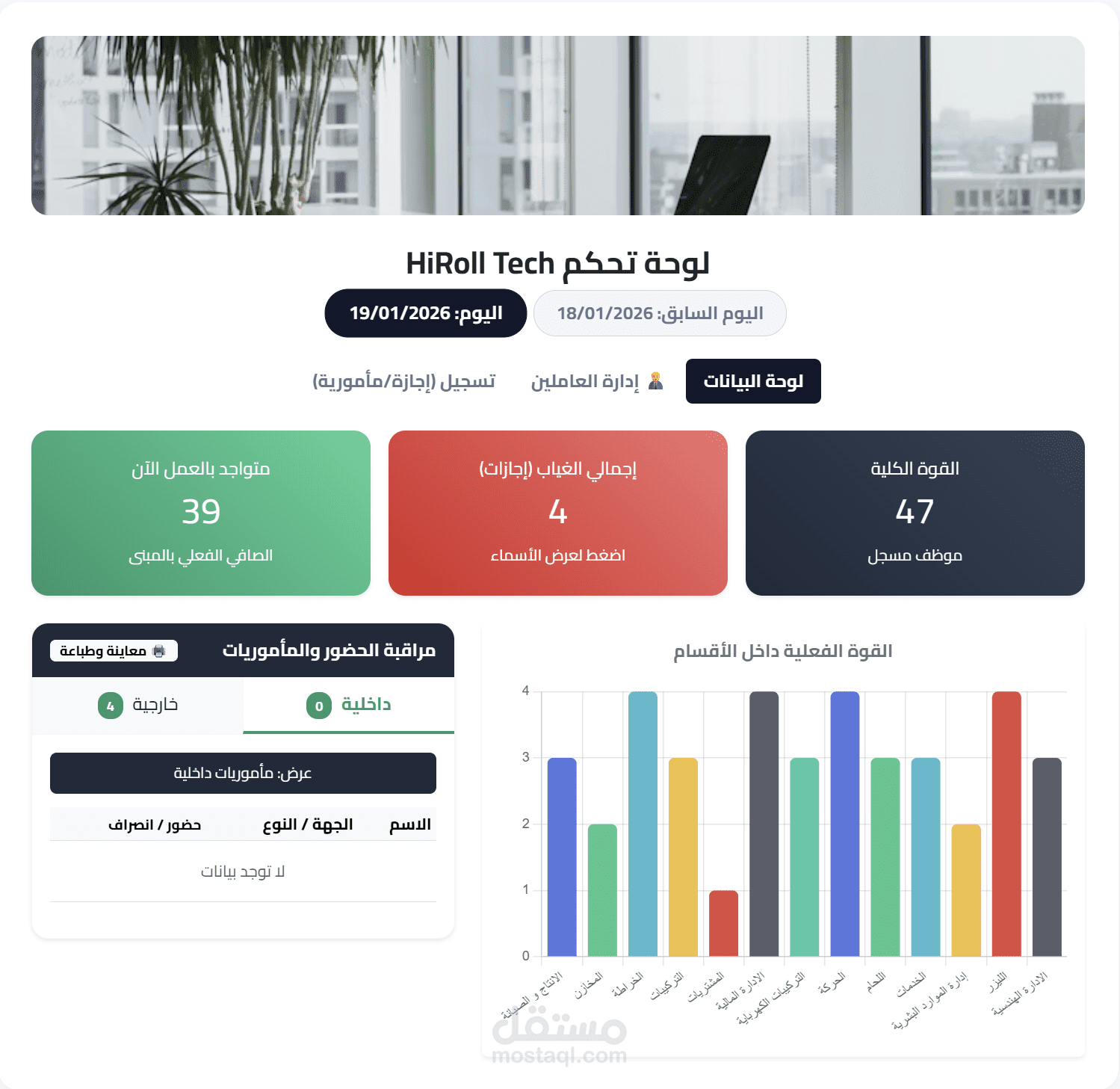 عمل تطبيق تفاعلى لادارة الموارد البشرية