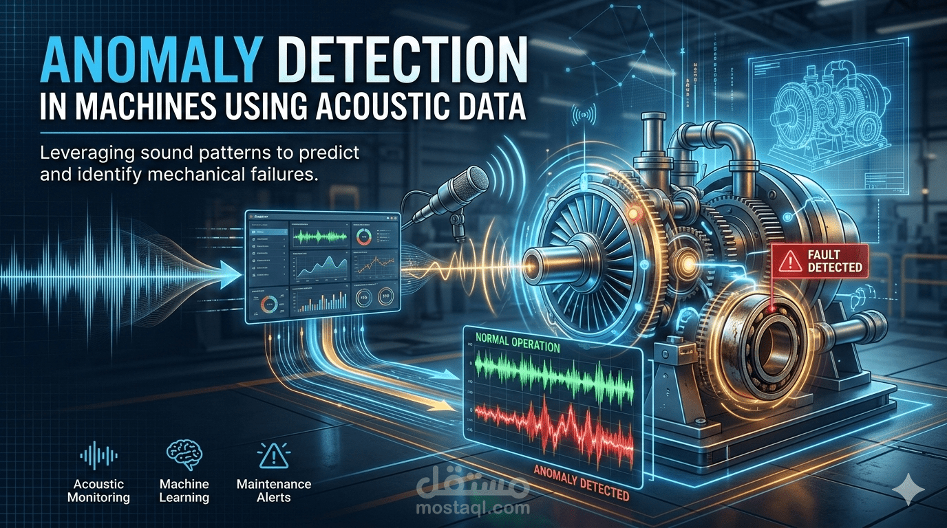 كشف الأعطال في الآلات الصناعية باستخدام التعلم الآلي وتحليل البيانات الصوتية Machine Learning-Based Acoustic Anomaly Detection in Industrial Machines