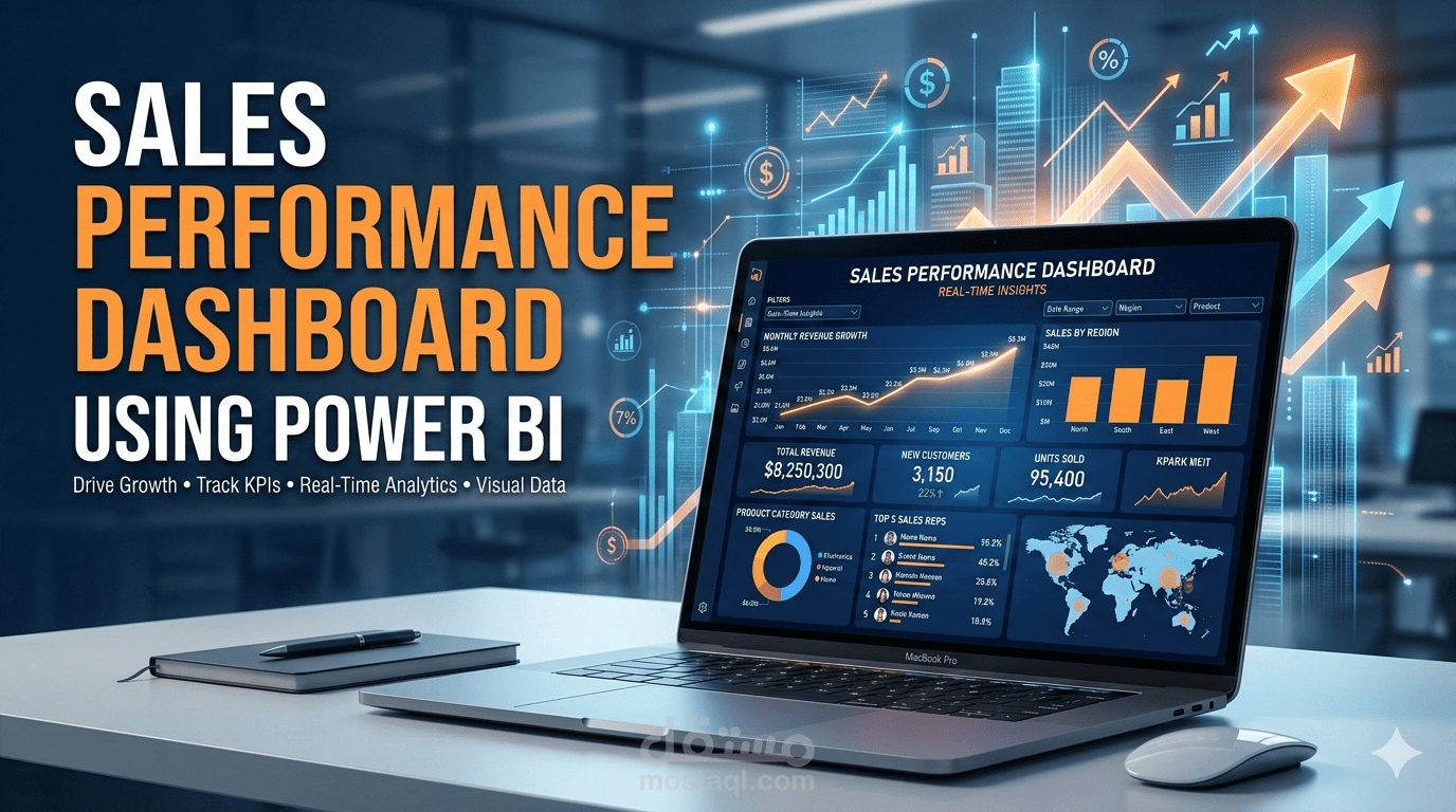 سأقوم بعمل Dashboard احترافي لتحليل أداء المبيعات (Sales Performance)