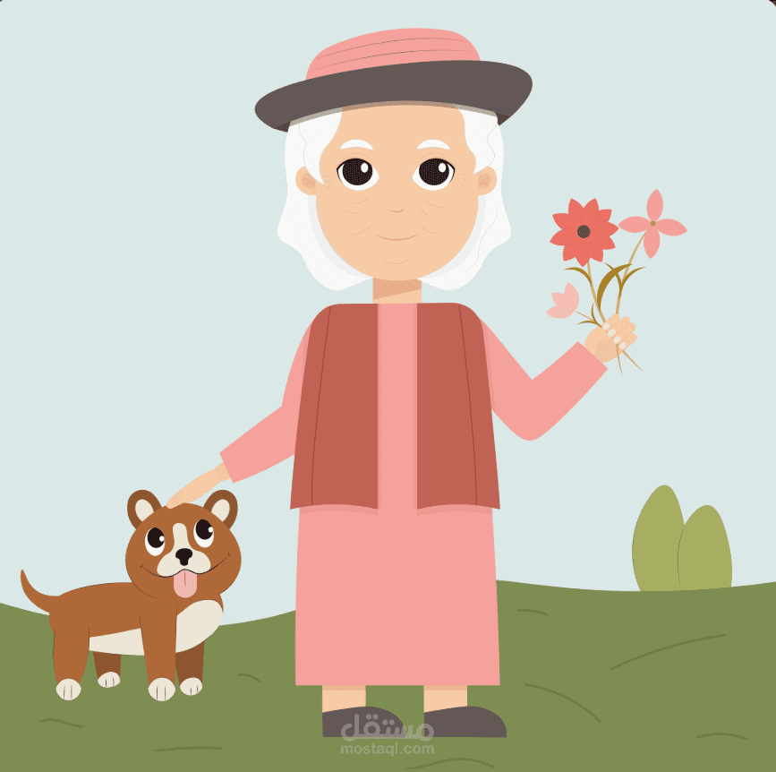 Illustration فيكتور لشخصية امرأة مسنّة – Adobe Illustrator